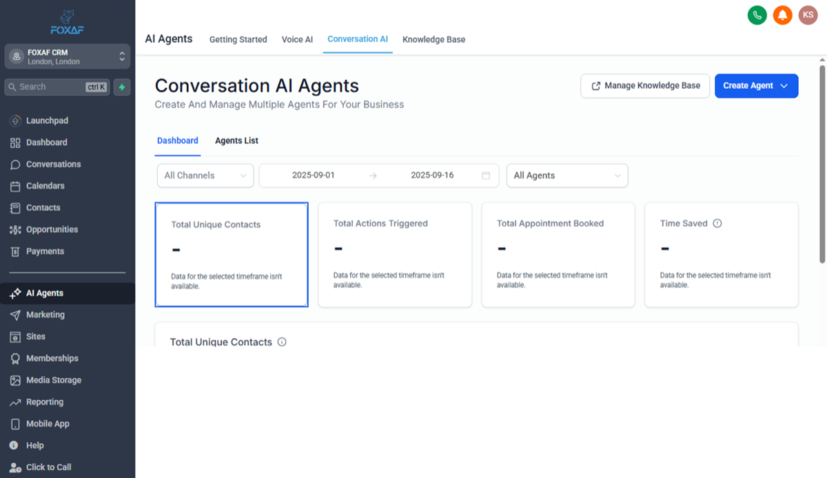 FOXAF CRM sales pipeline with drag-and-drop deal stages and AI follow-up