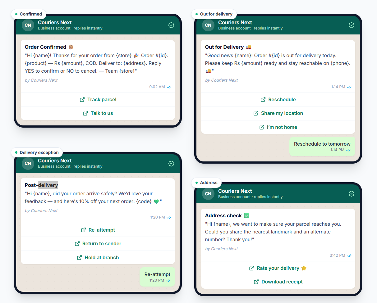 WhatsApp order confirmation flow reducing cash-on-delivery returns for a International online store