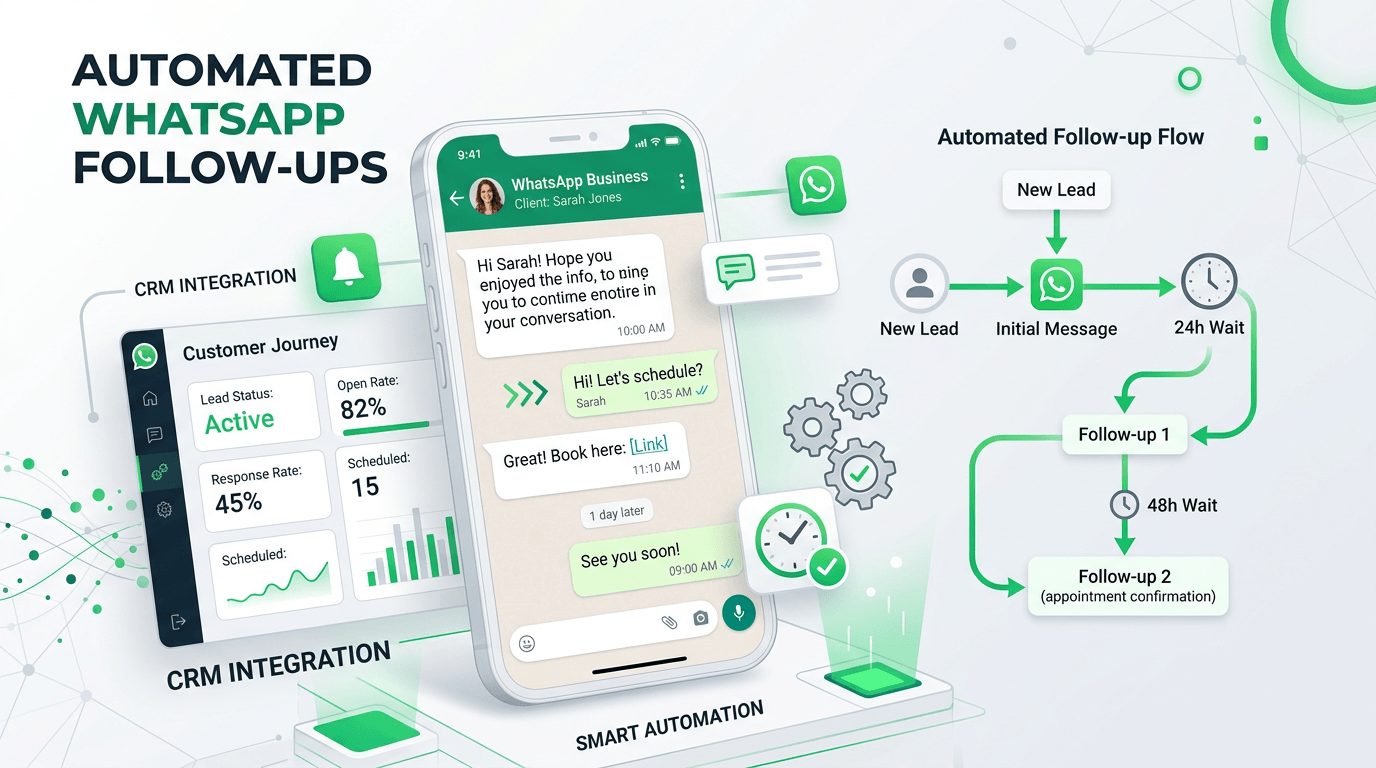 Automated WhatsApp follow-up sequence sending timed messages to a sales lead
