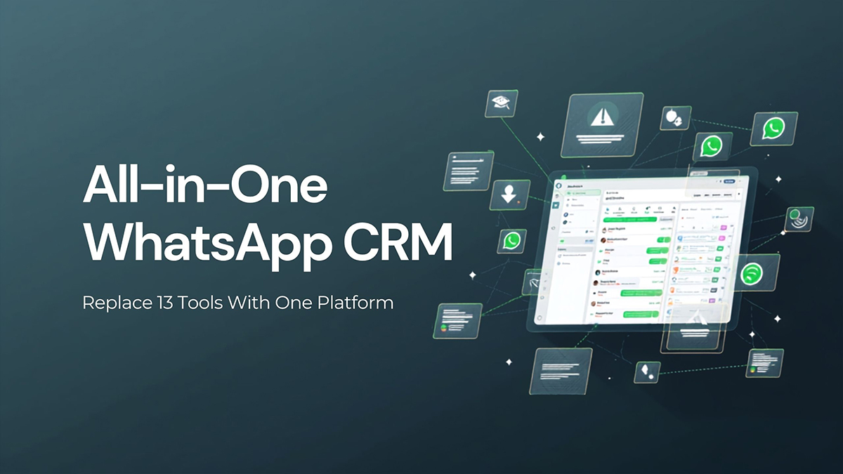 An all-in-one WhatsApp CRM dashboard replacing a stack of separate sales and marketing tools