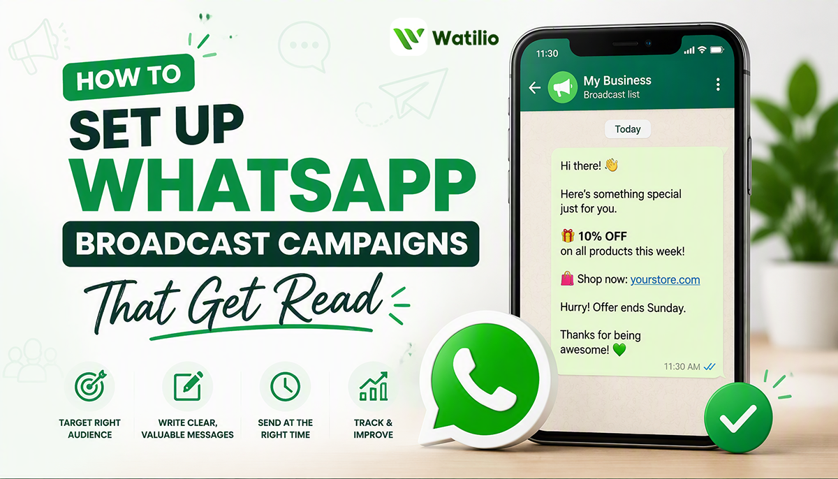 WhatsApp broadcast campaign dashboard showing message template, audience segment, and delivery metrics